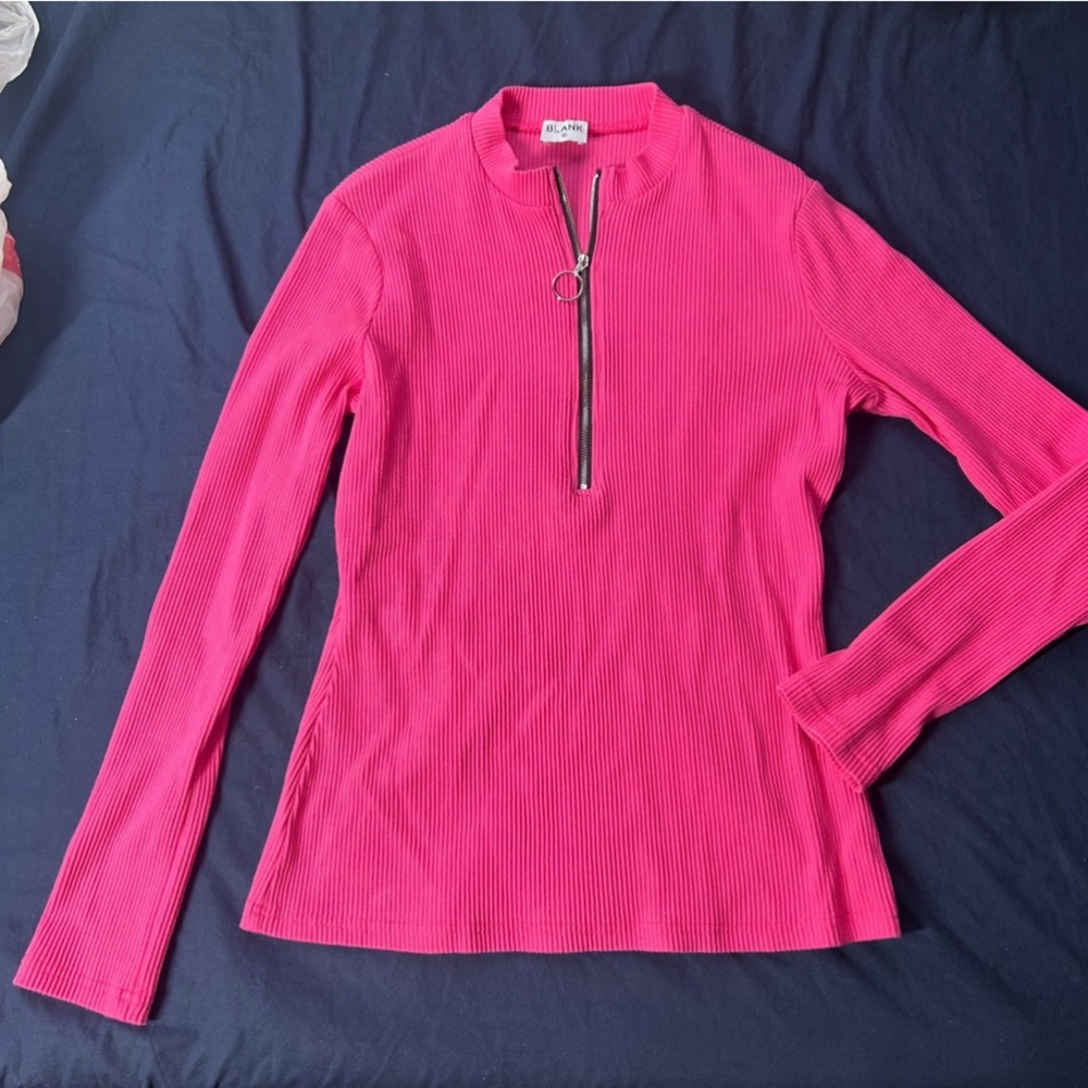 BLANK Pink Long Sleeve Fitted Top, Size Medium